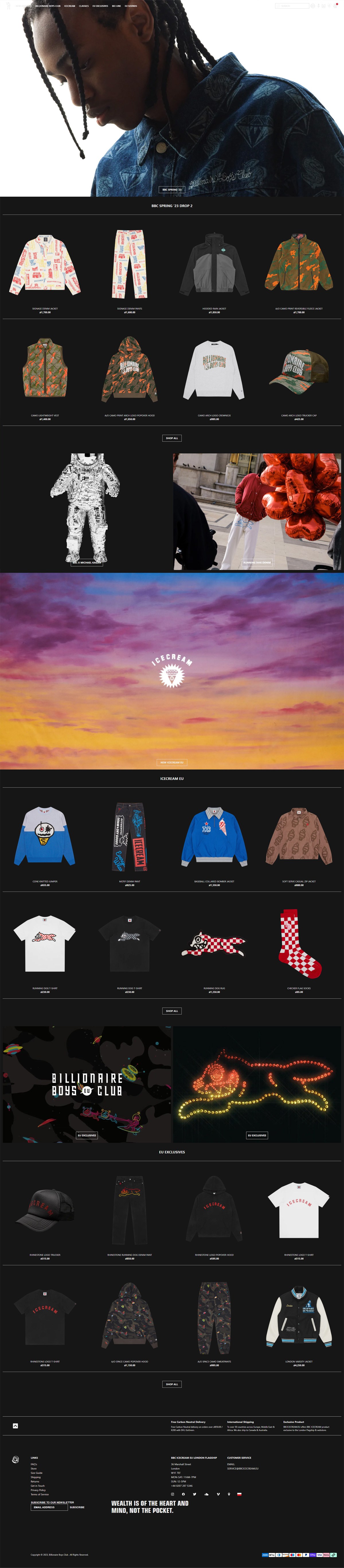 eCommerce website: Billionaire Boys Club