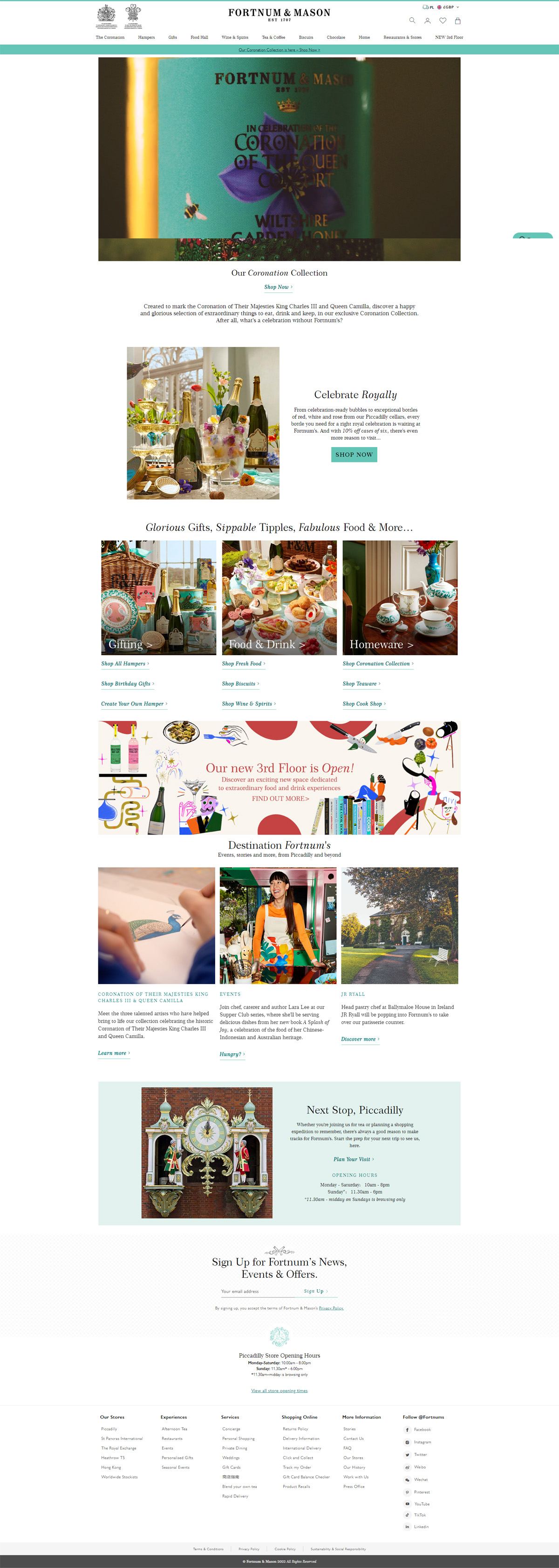eCommerce website: Fortnum & Mason