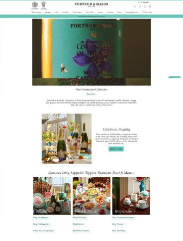 eCommerce website: Fortnum & Mason