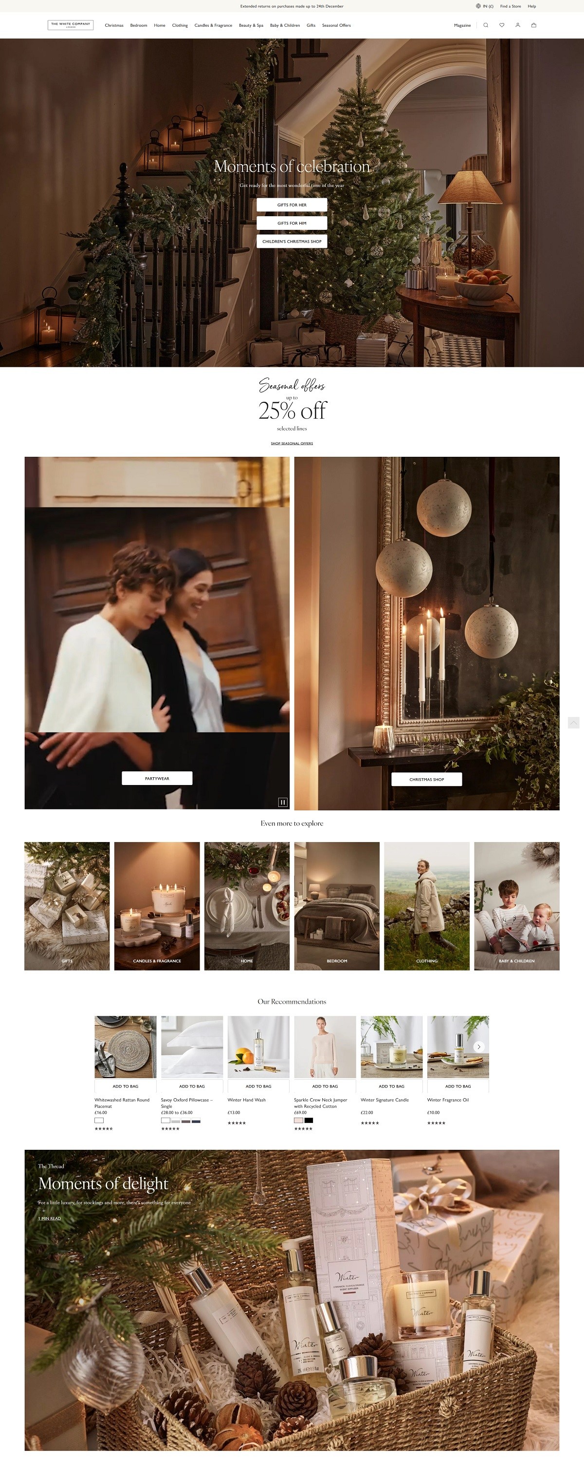 eCommerce website: The White Company