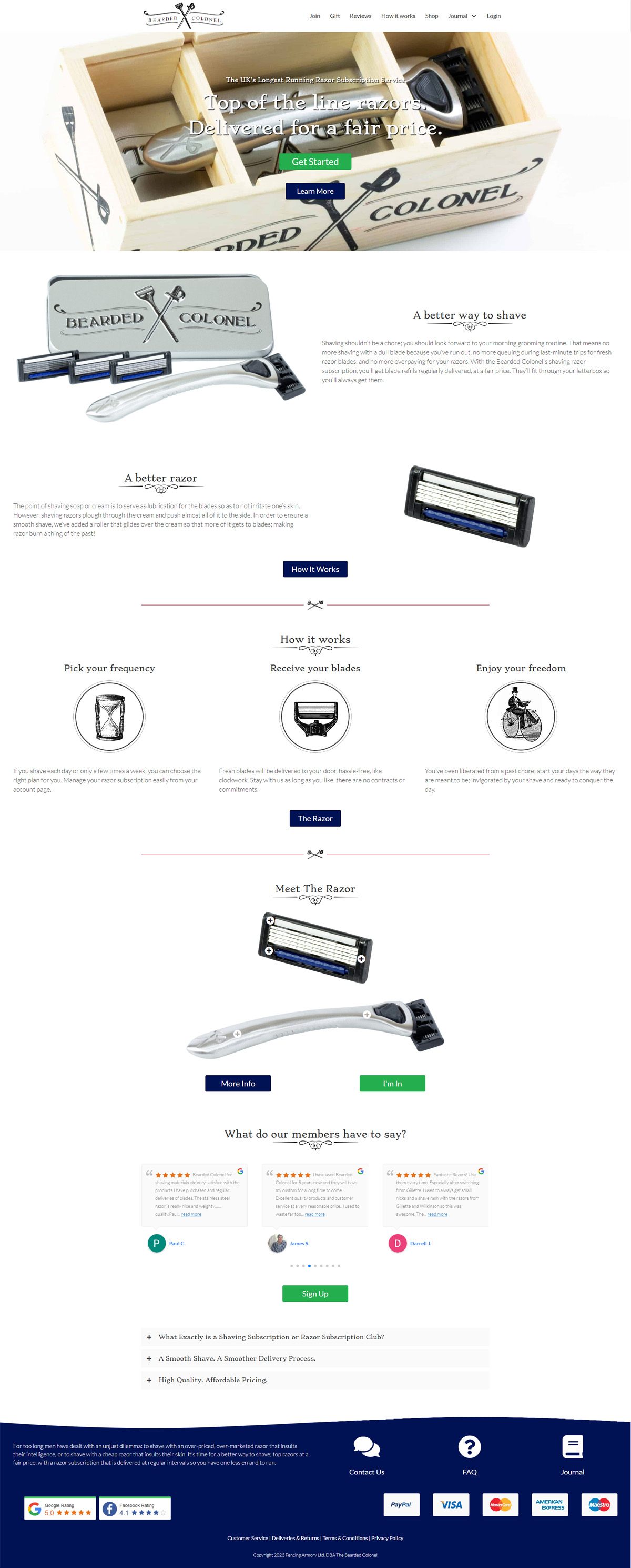 eCommerce website: Bearded Colonel