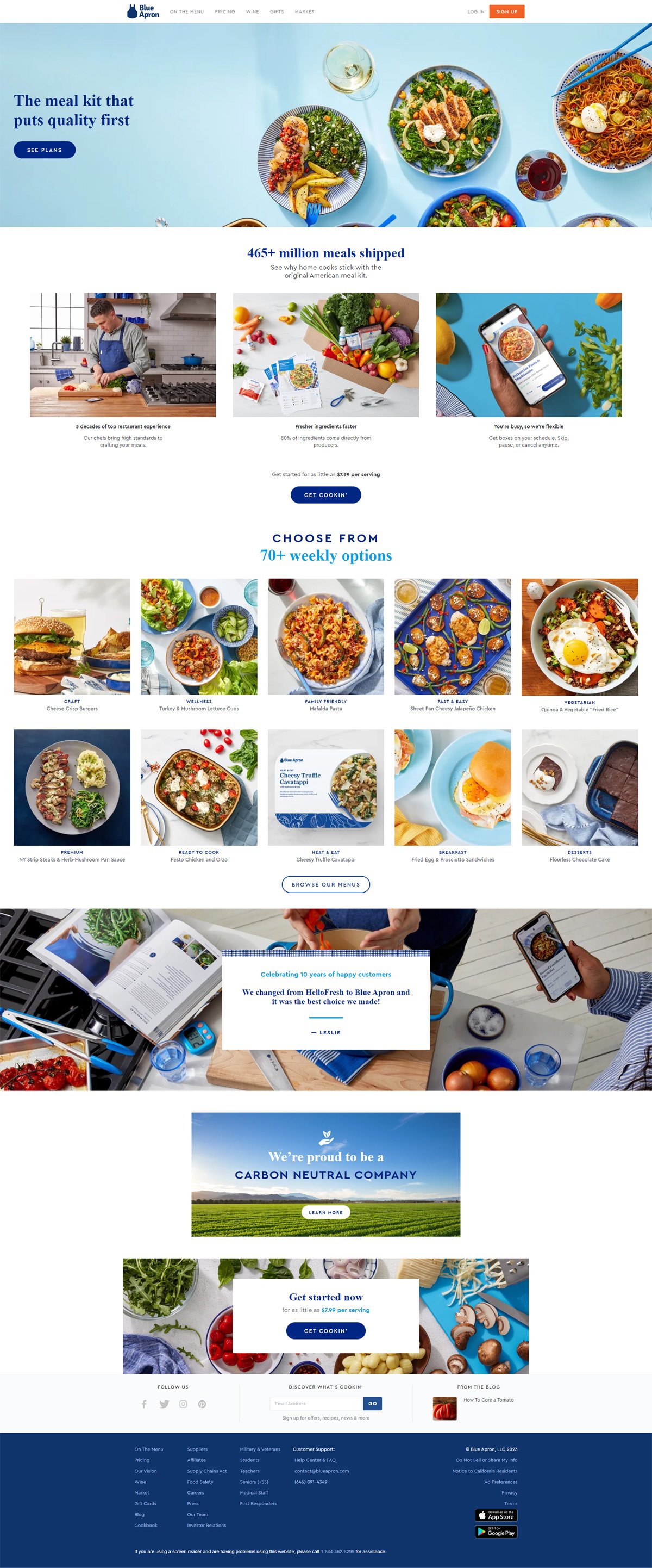 eCommerce website: Blue Apron