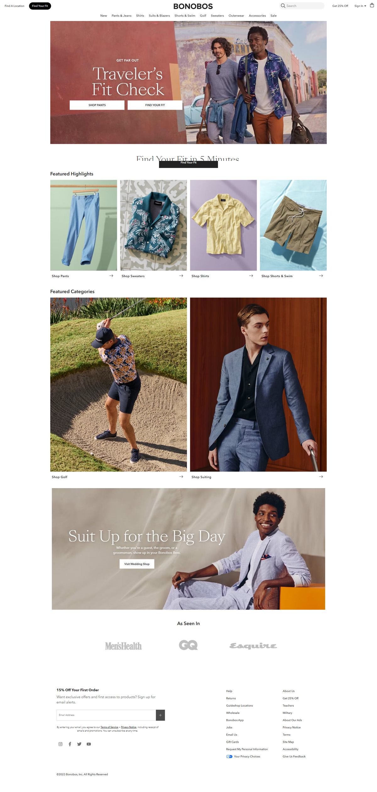 eCommerce website: Bonobos