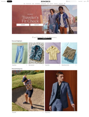 eCommerce website: Bonobos