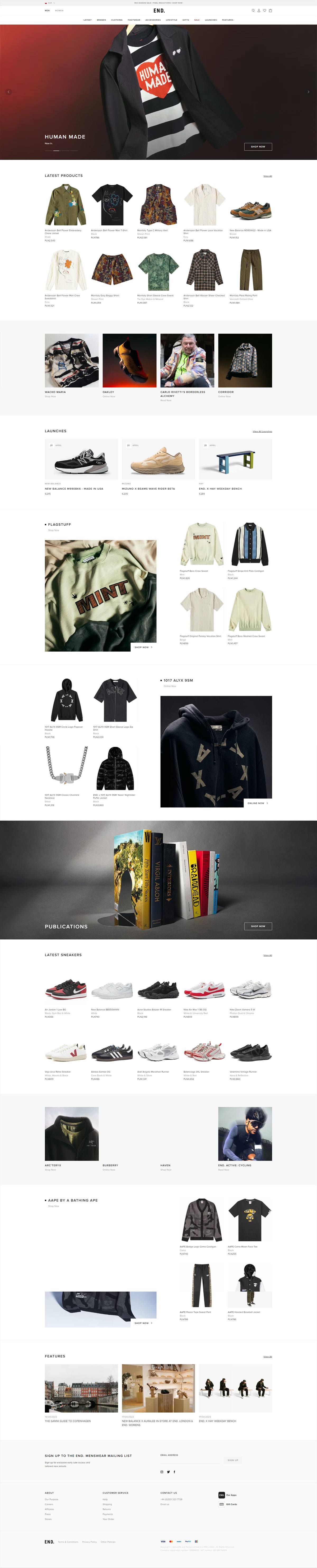 eCommerce website: End Clothing