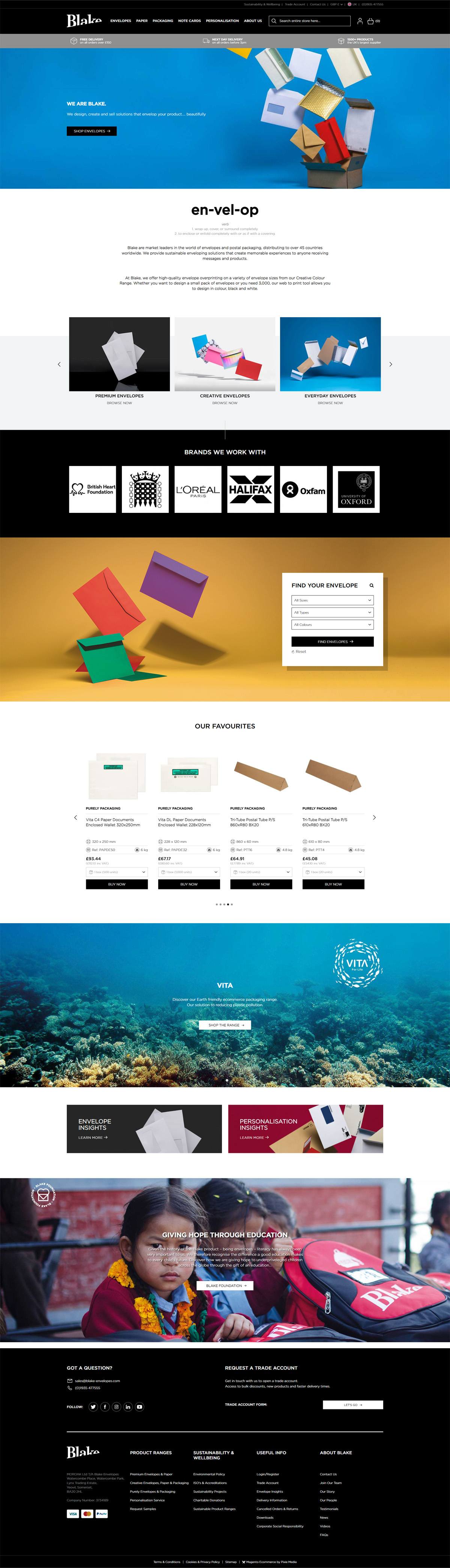 eCommerce website: Blake Envelopes