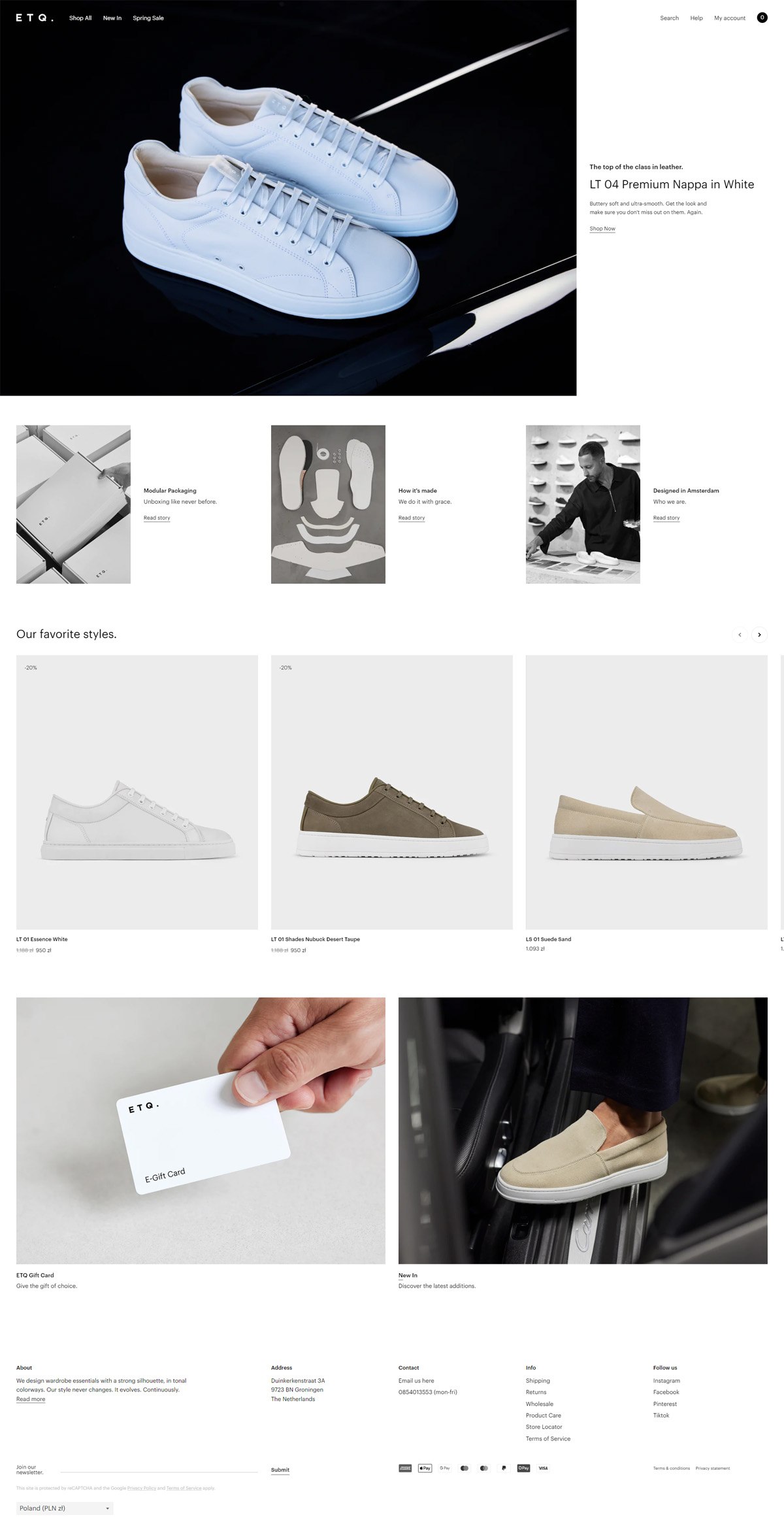 eCommerce website: ETQ