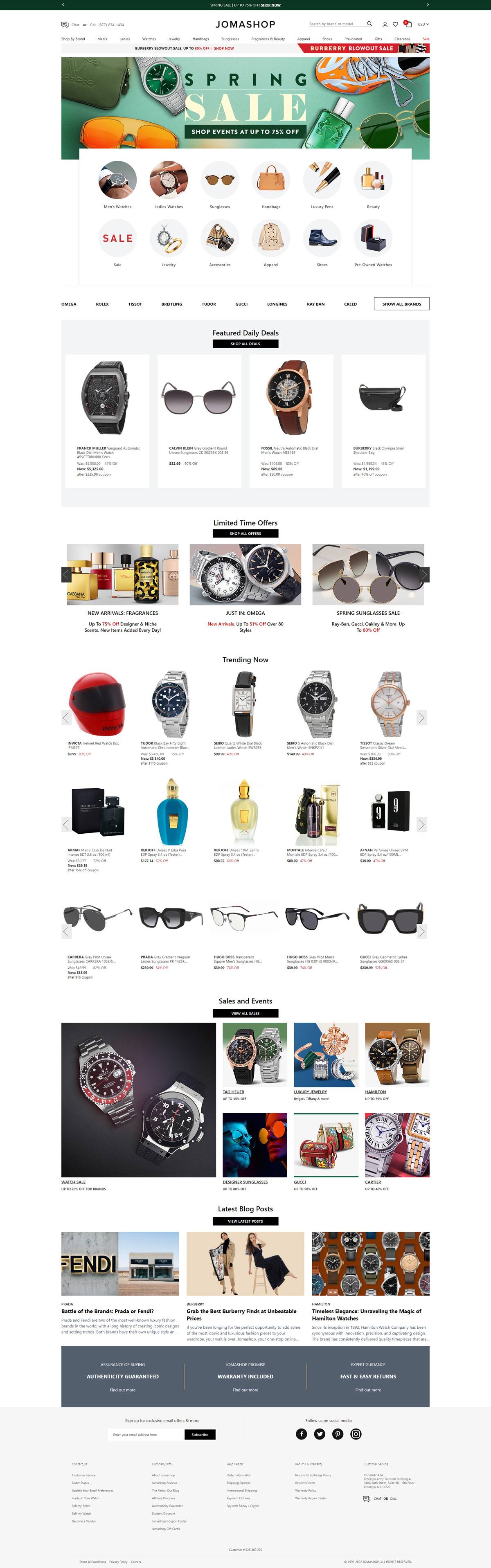 eCommerce website: Jomashop
