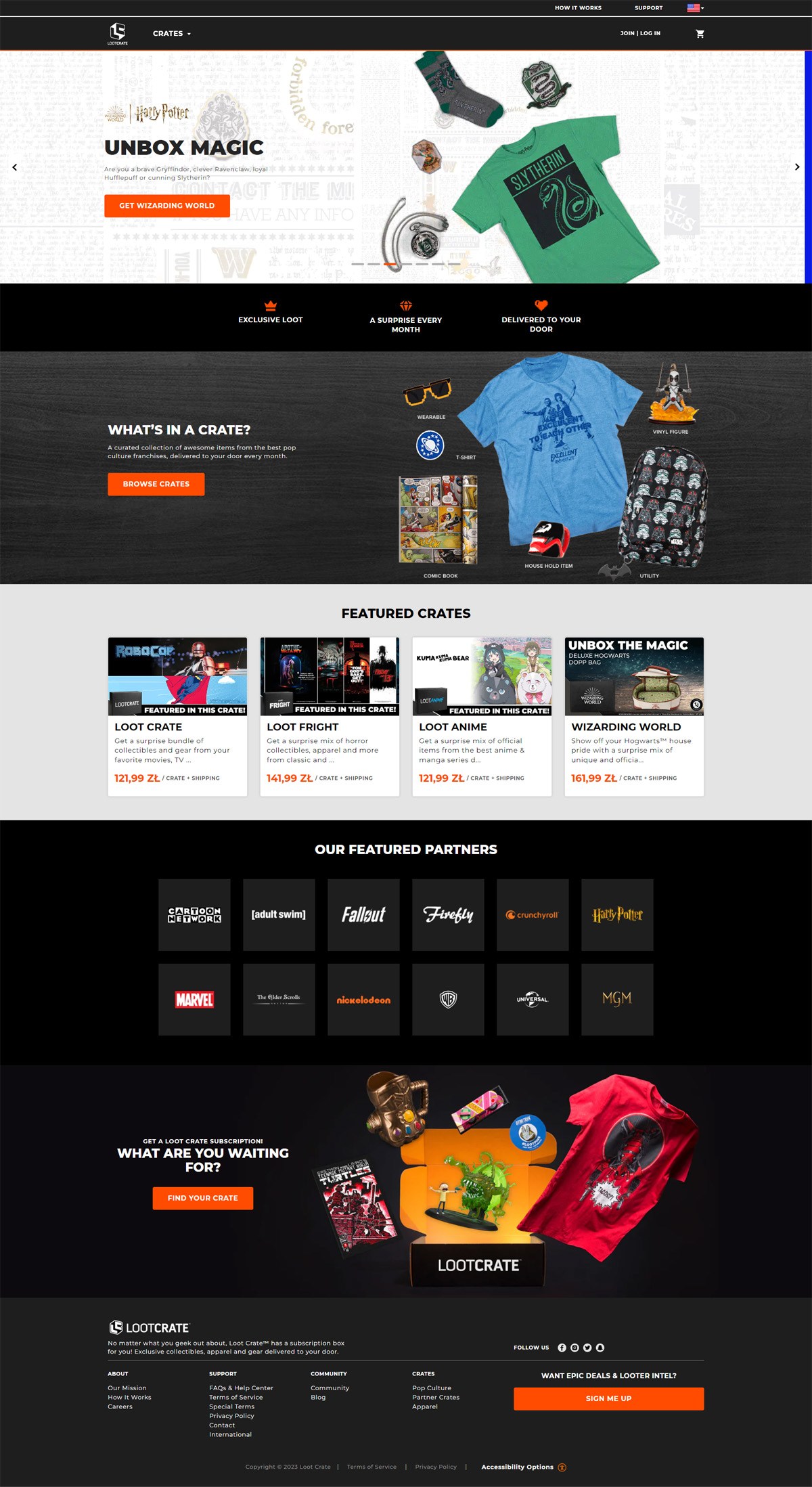 eCommerce website: Loot Crate