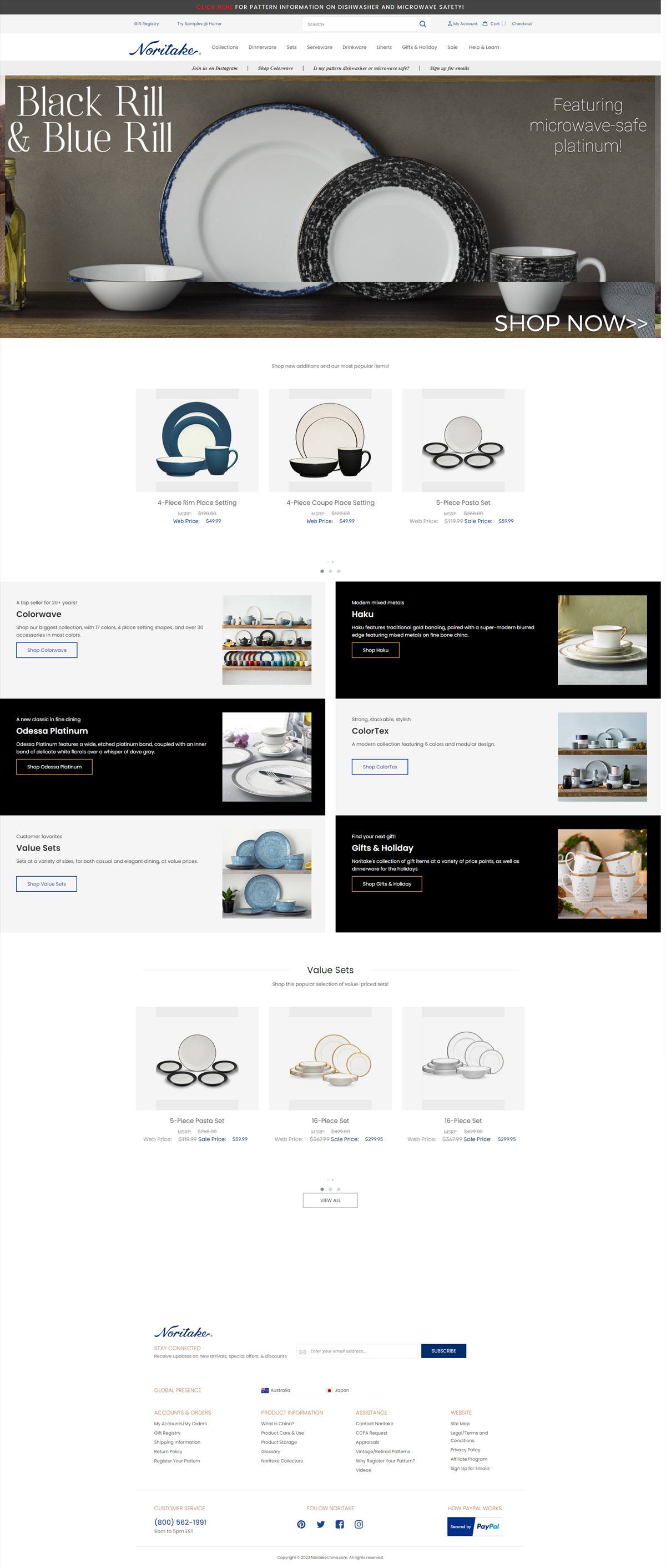 eCommerce website: Noritake