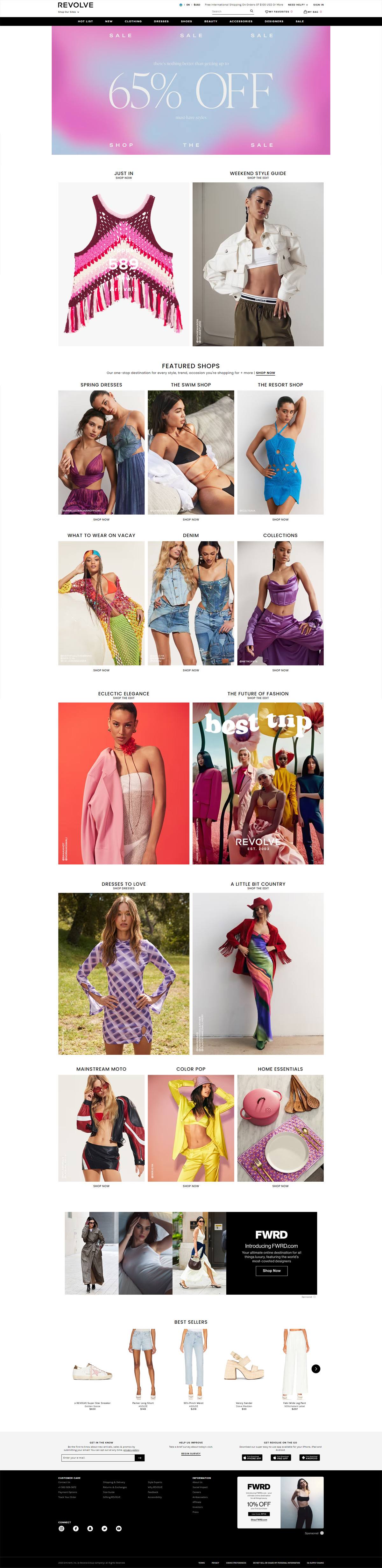 eCommerce website: Revolve