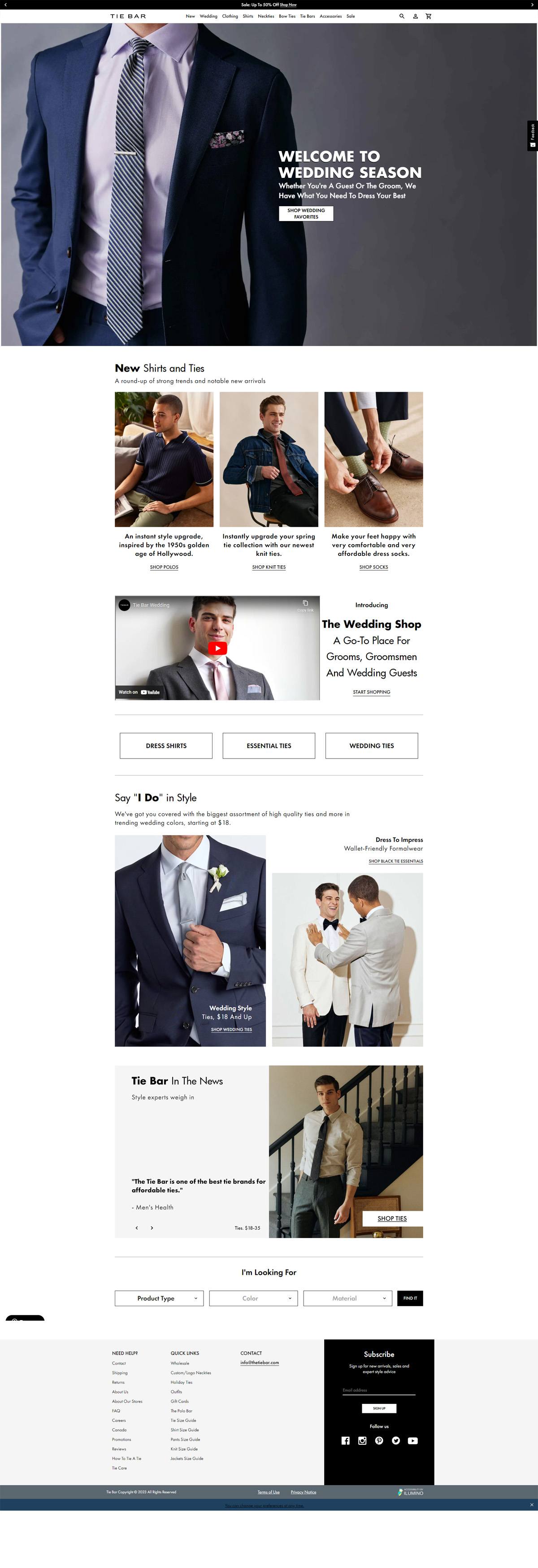 eCommerce website: The Tie Bar