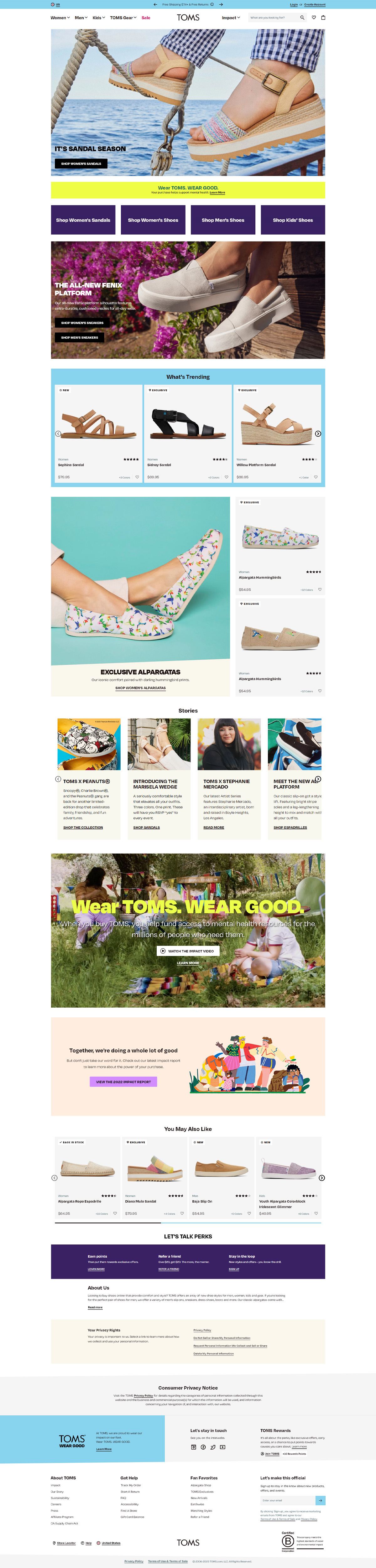 eCommerce website: Toms