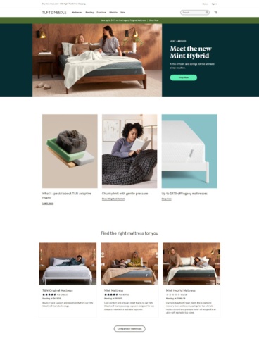 eCommerce website: Tuft & Needle