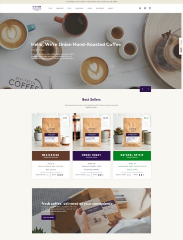 eCommerce website: Union Coffee