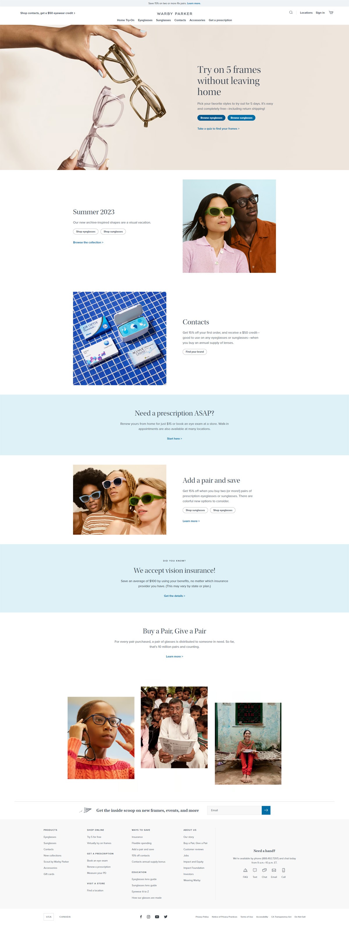 eCommerce website: Warby Parker