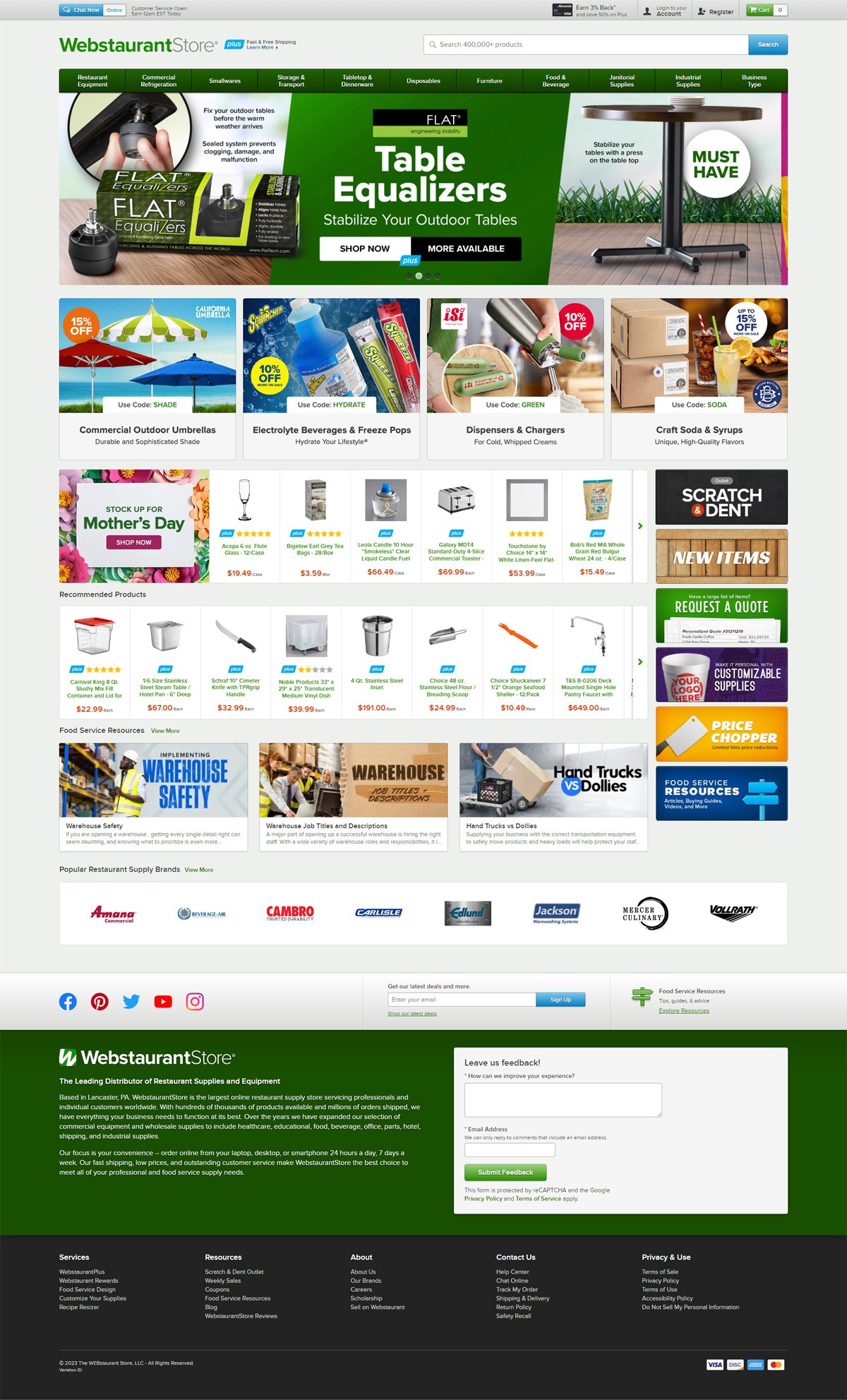 eCommerce website: Webstaurant Store