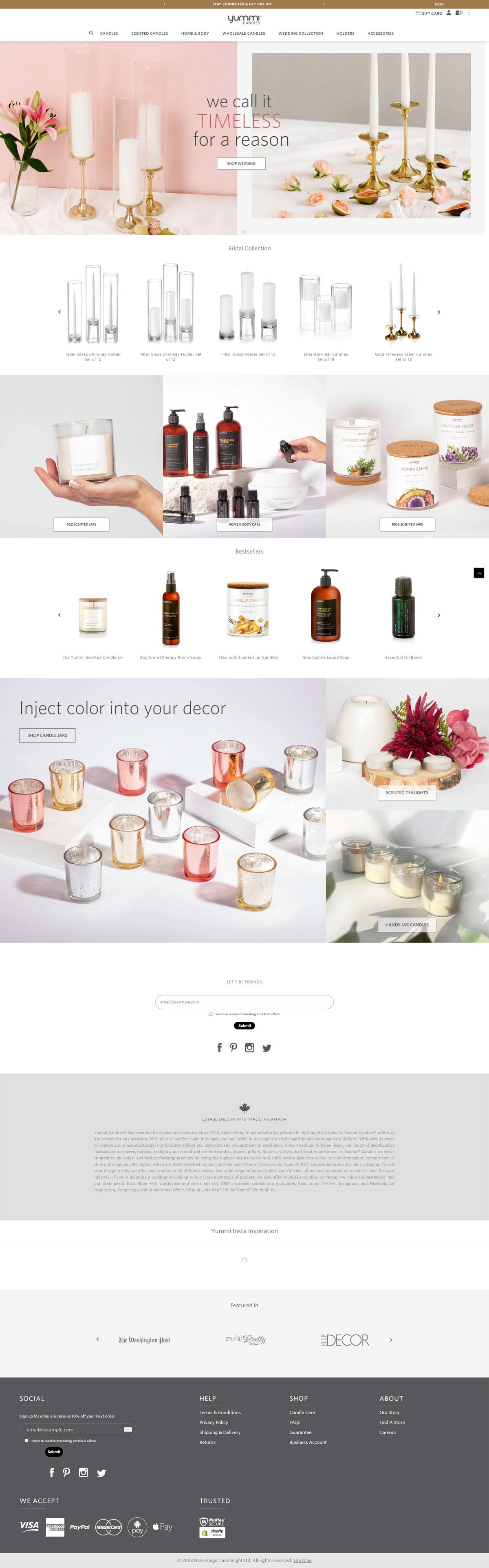 eCommerce website: Yummi Candles
