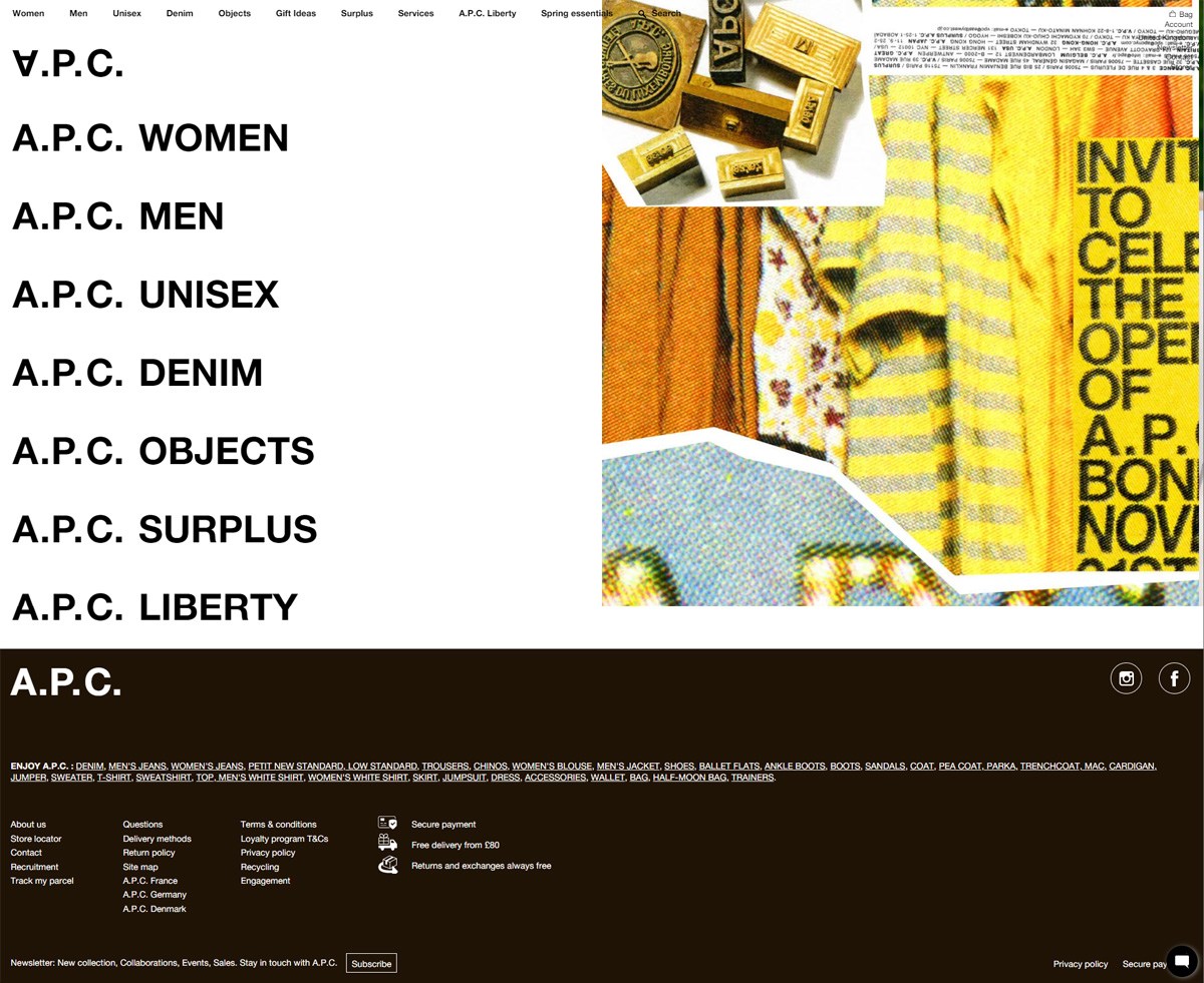 eCommerce website: A.P.C.
