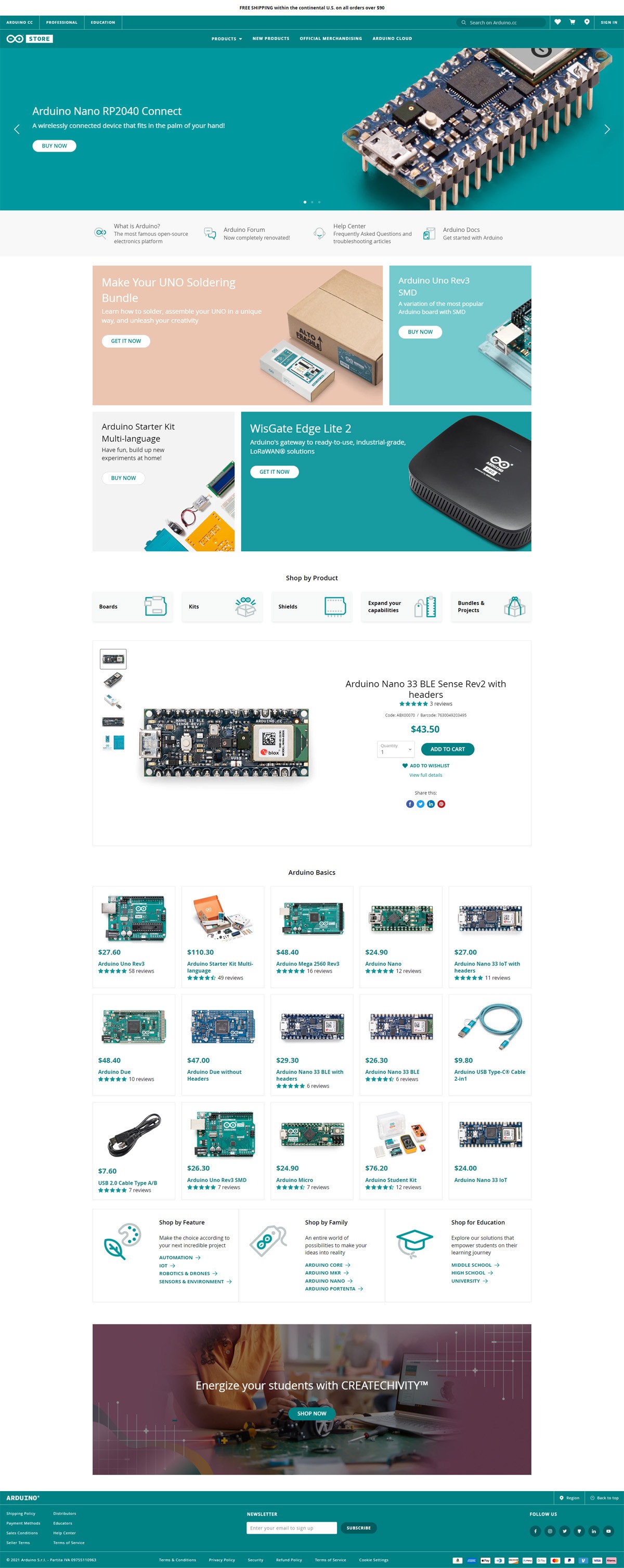 eCommerce website: Arduino