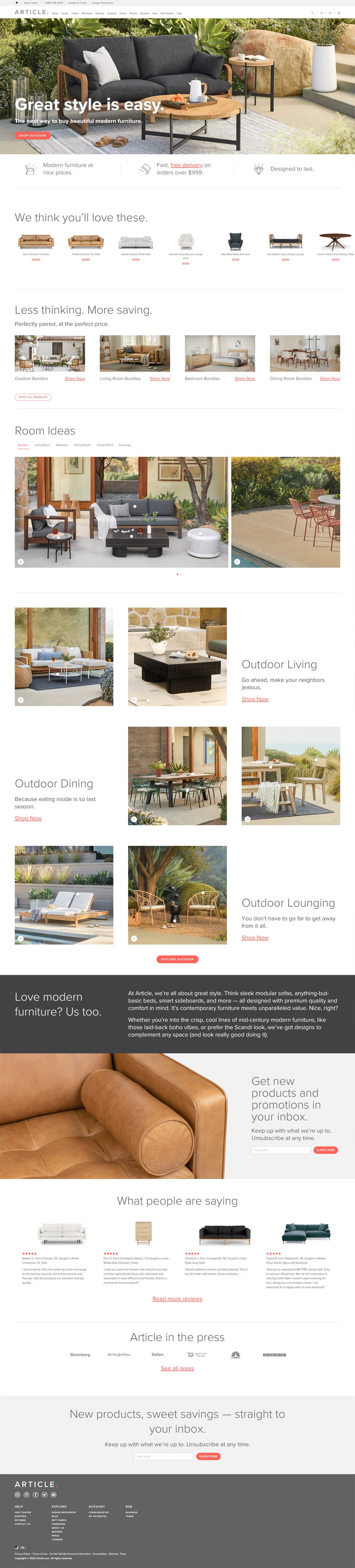 eCommerce website: Article