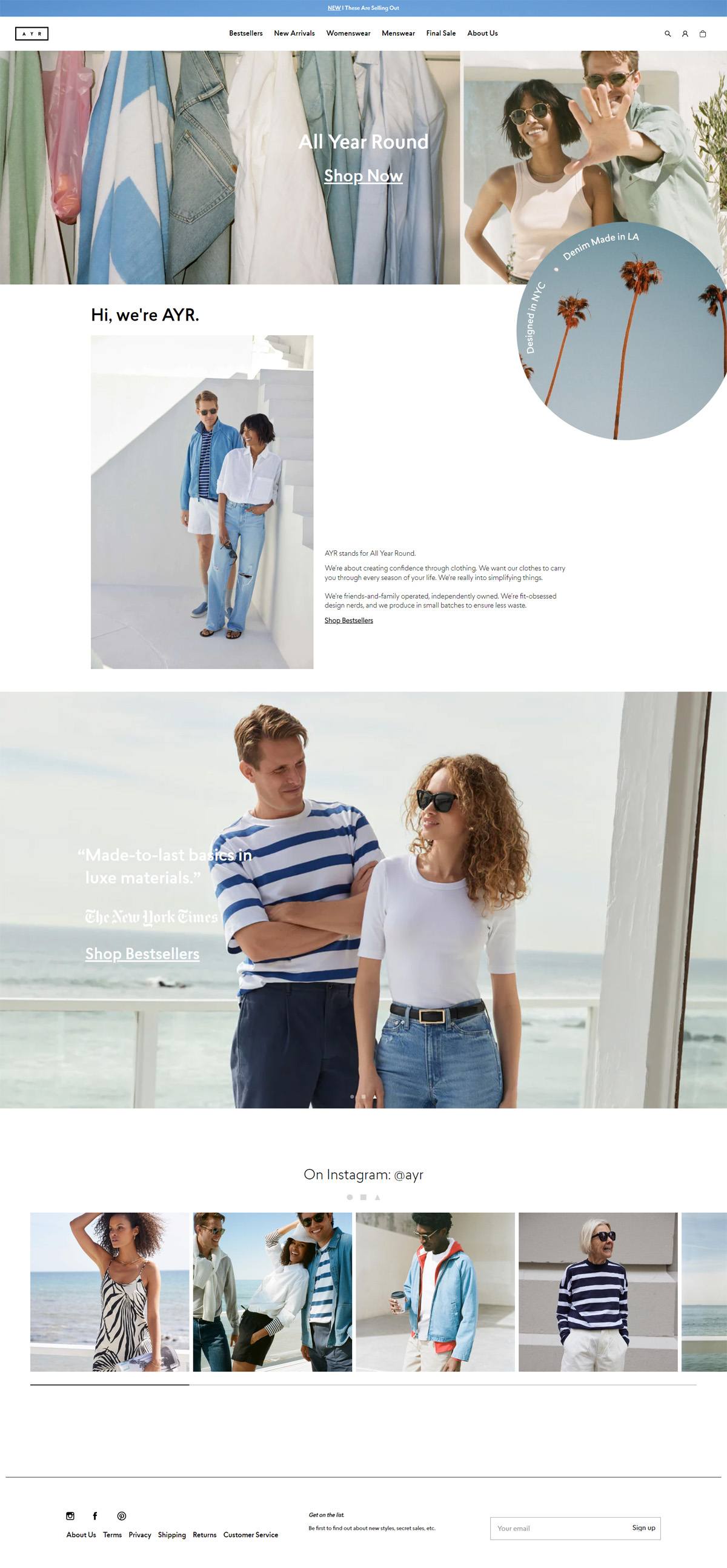 eCommerce website: AYR