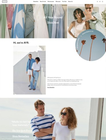 eCommerce website: AYR