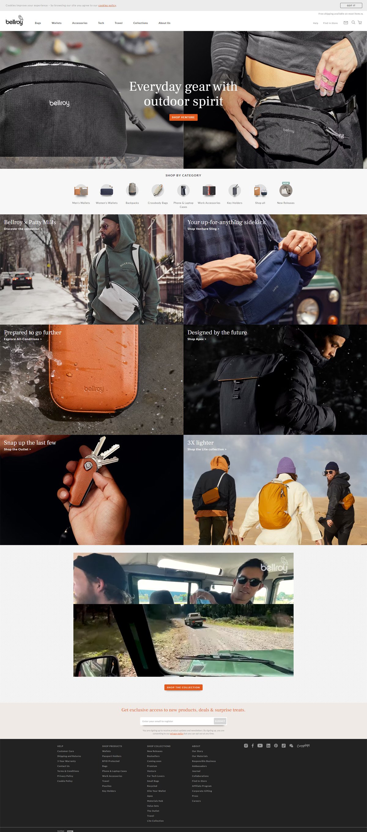 eCommerce website: Bellroy