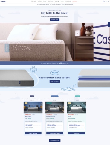 eCommerce website: Casper