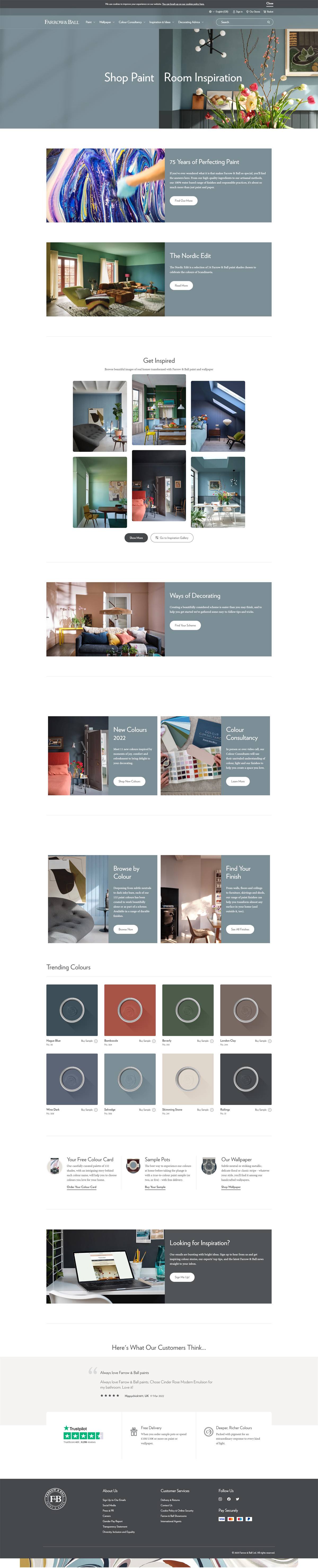 eCommerce website: Farrow & Ball