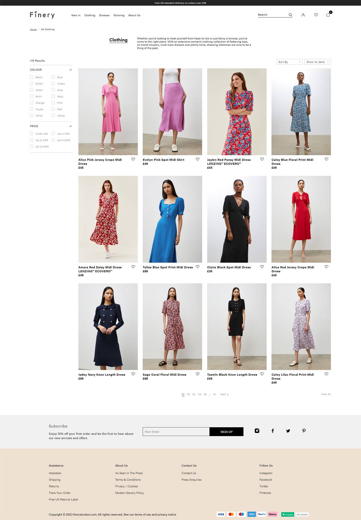eCommerce website: Finery London