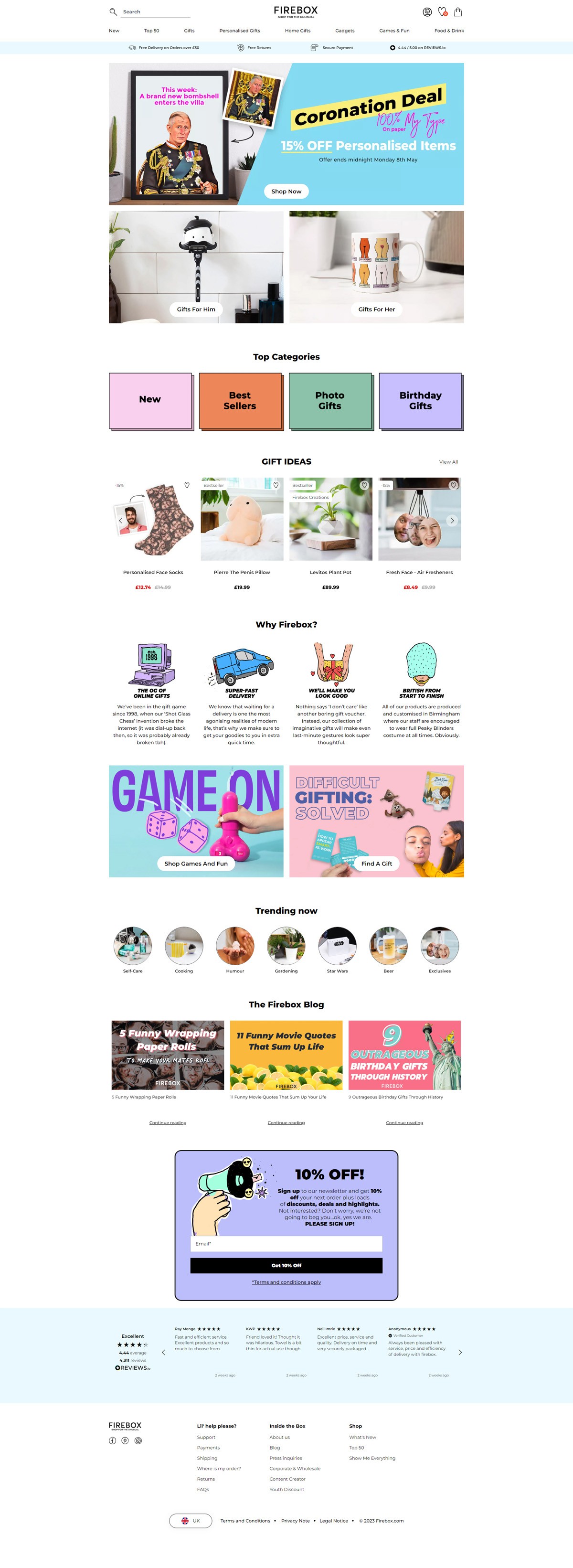 eCommerce website: Firebox