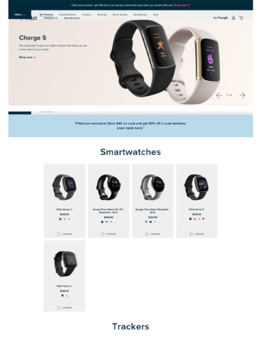 eCommerce website: Fitbit