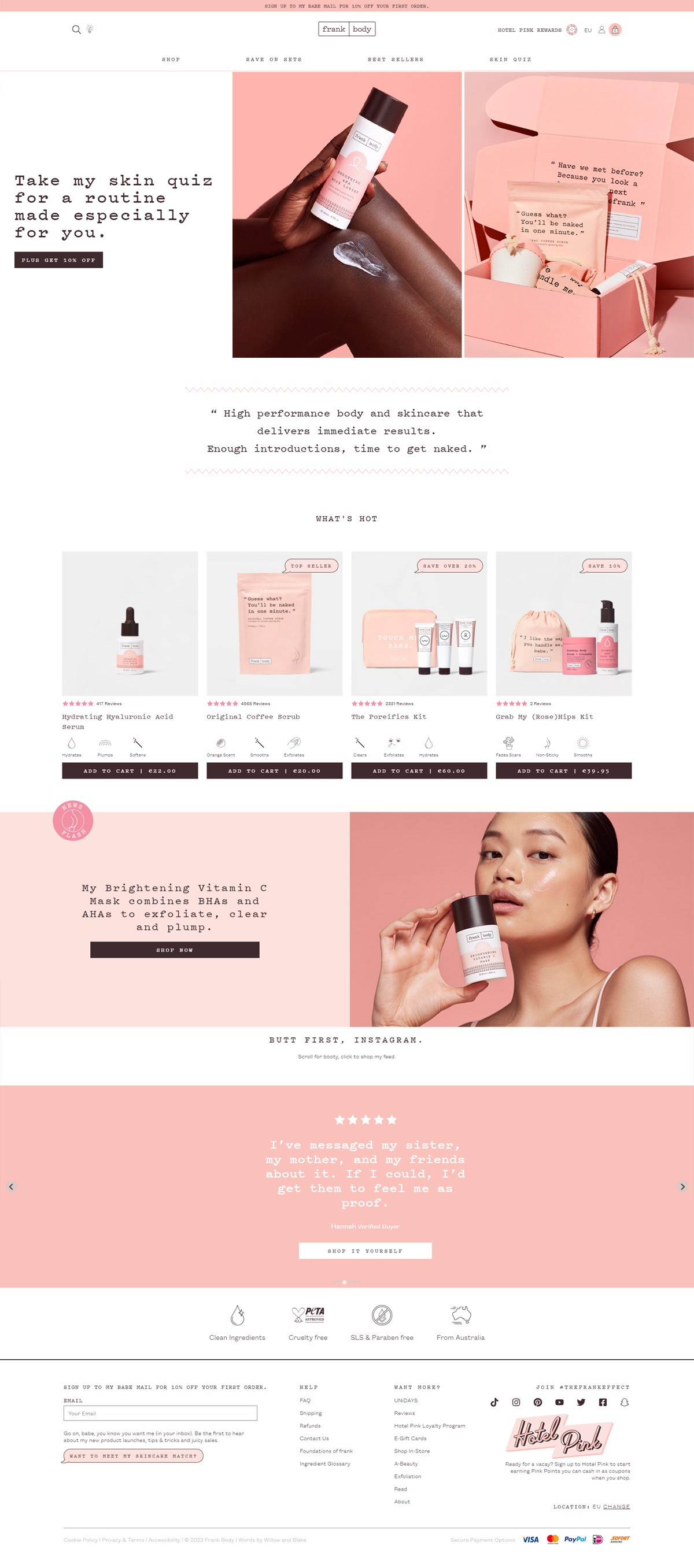 eCommerce website: Frank Body