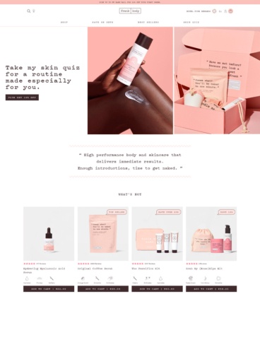 eCommerce website: Frank Body