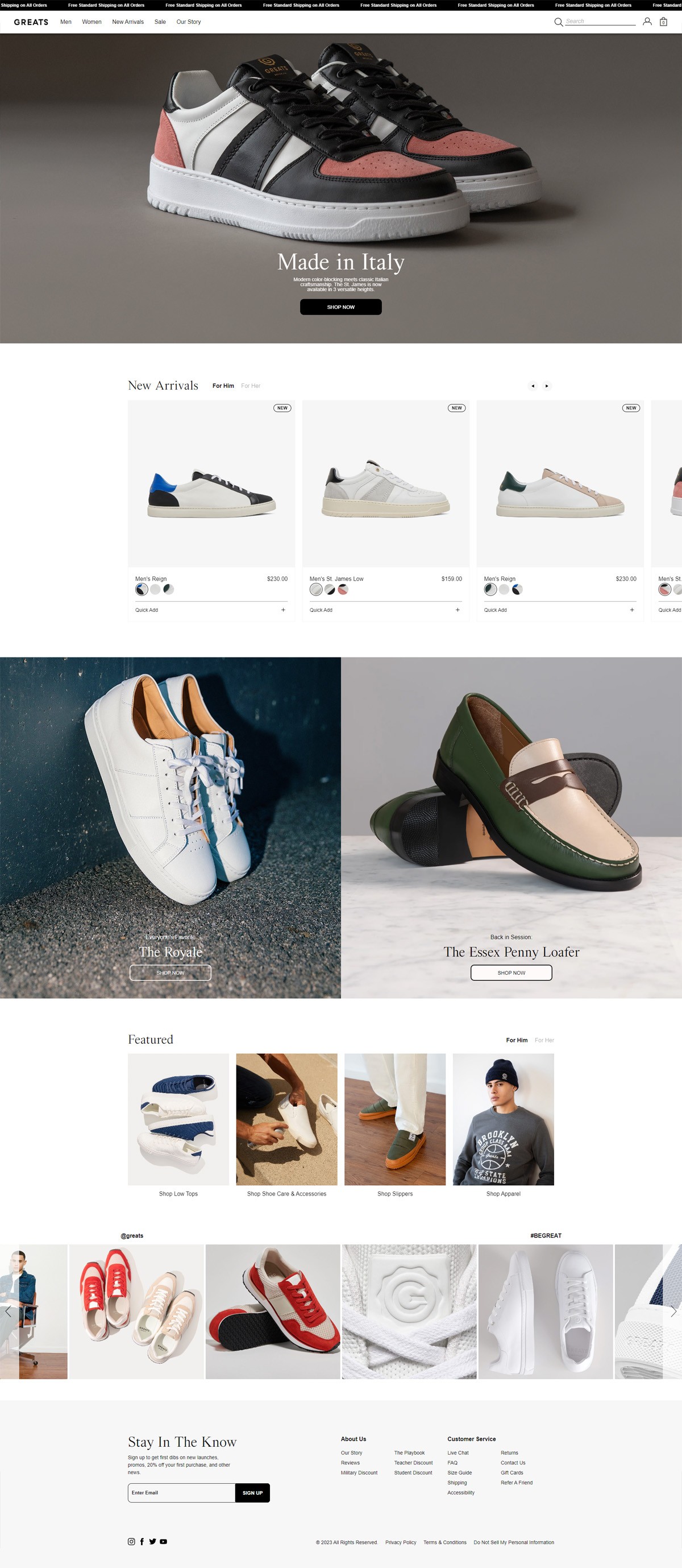 eCommerce website: Greats