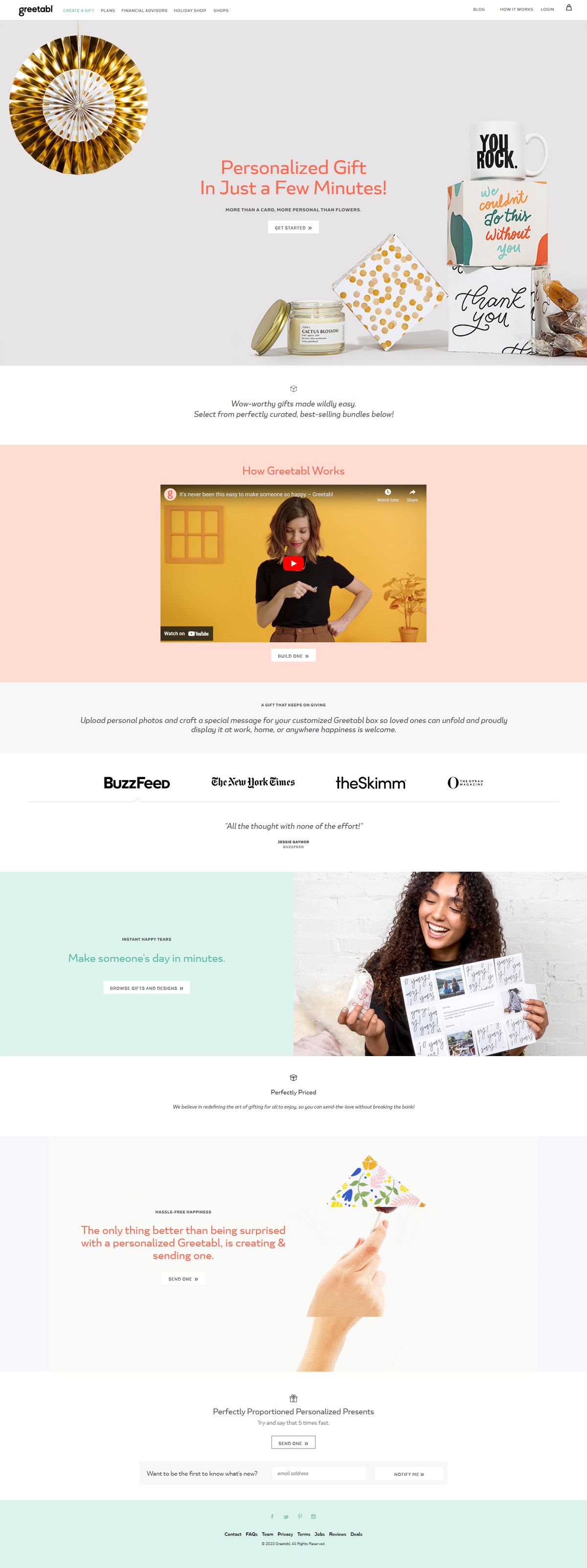 eCommerce website: Greetabl