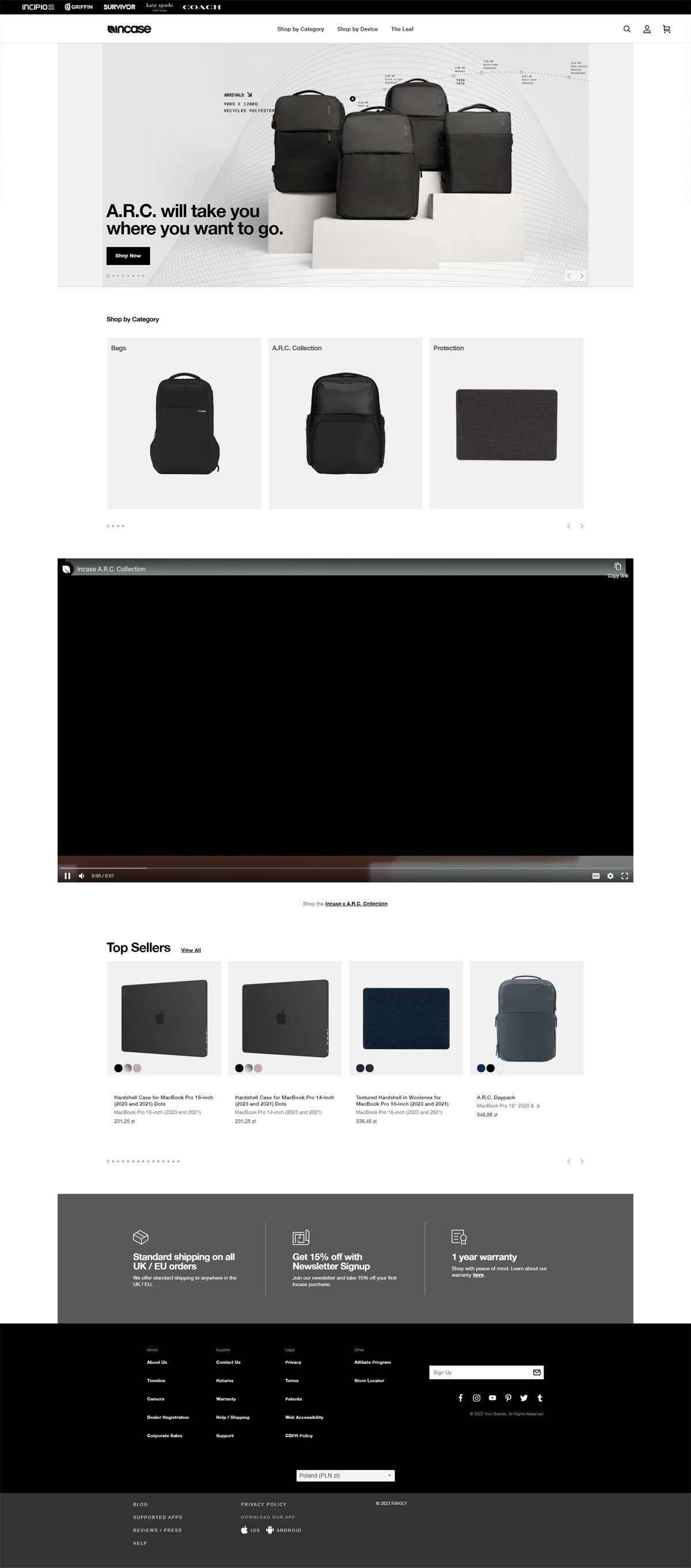 eCommerce website: Incase