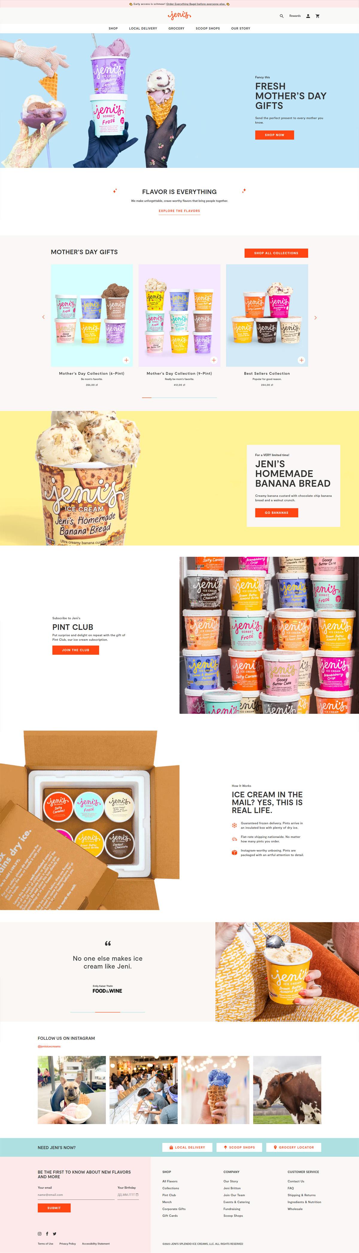 eCommerce website: Jeni’s