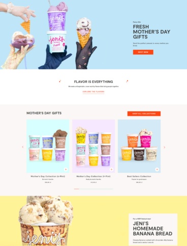 eCommerce website: Jeni’s