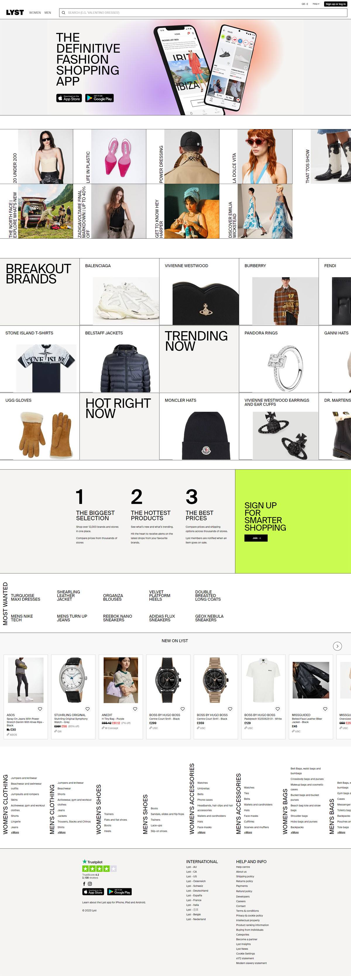 eCommerce website: Lyst