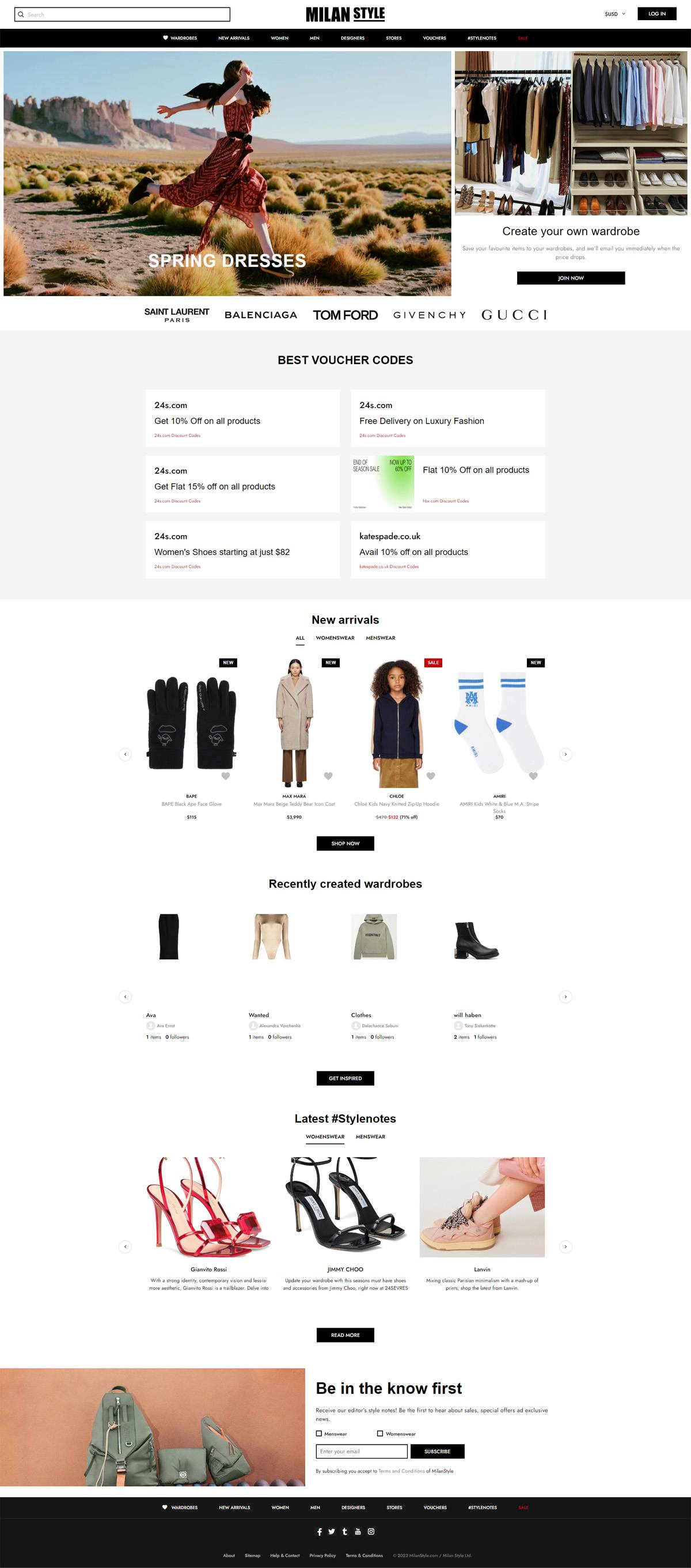 eCommerce website: Milan Style