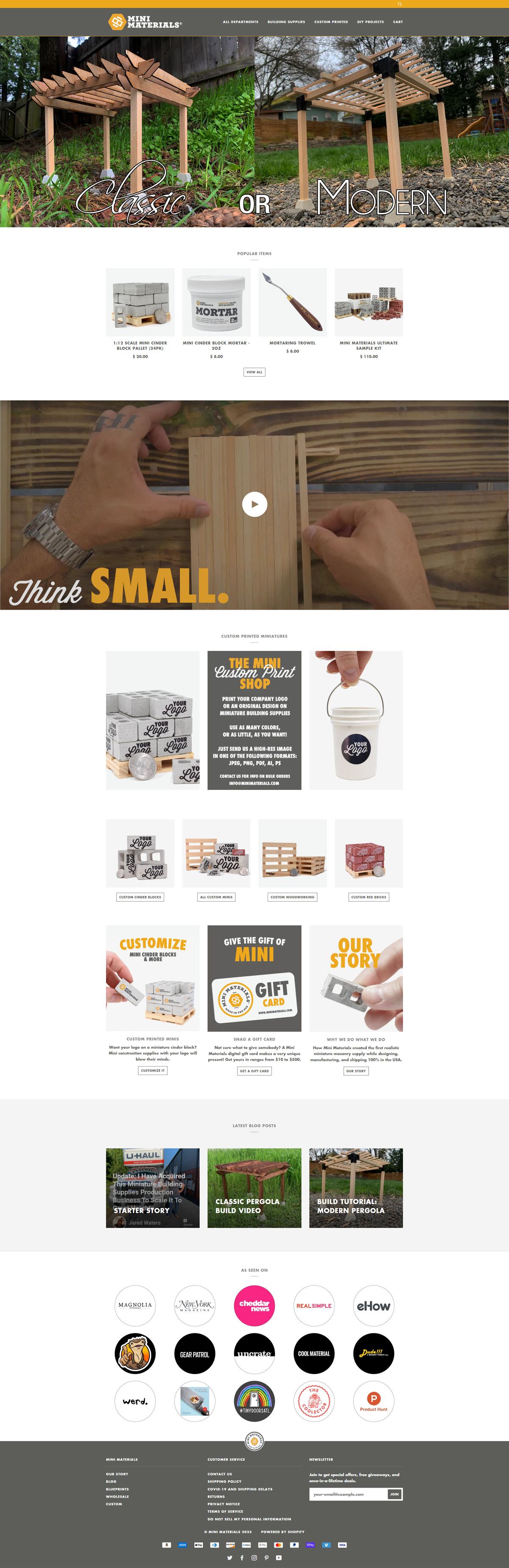 eCommerce website: Mini Materials