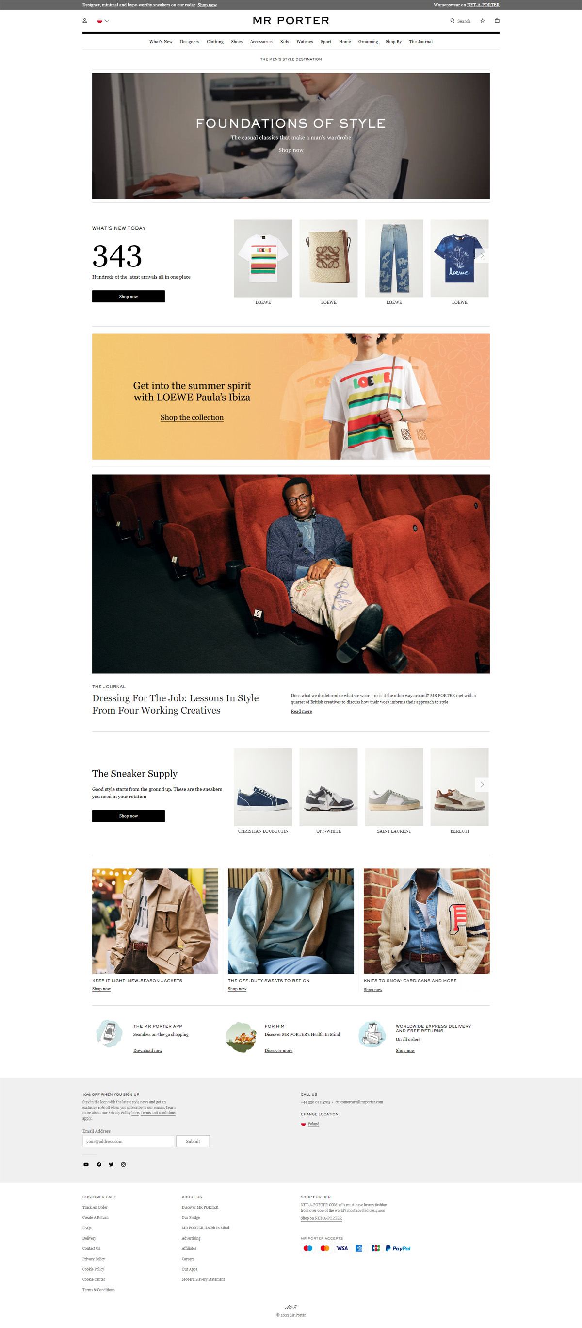 eCommerce website: Mr. Porter