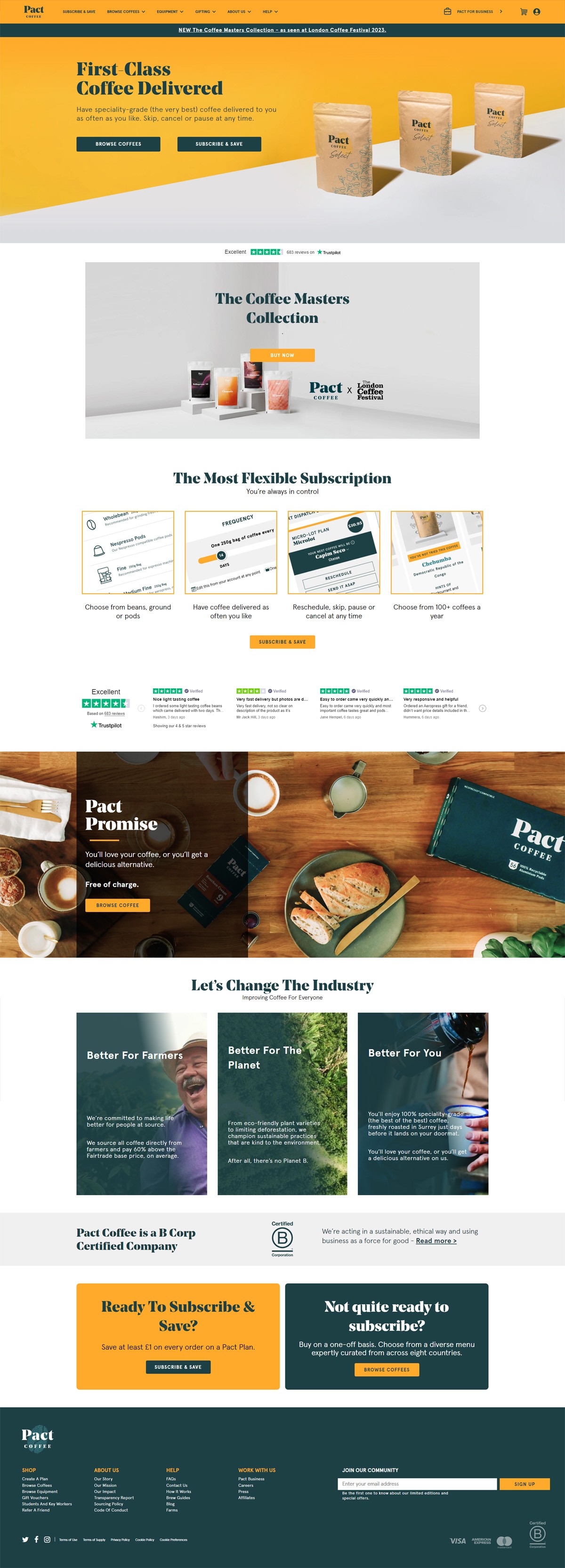eCommerce website: Pact Coffee