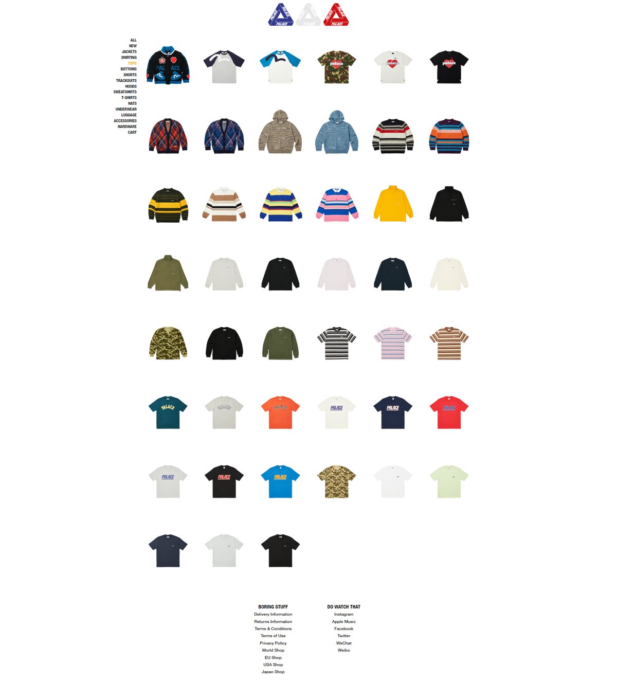eCommerce website: Palace Skateboards