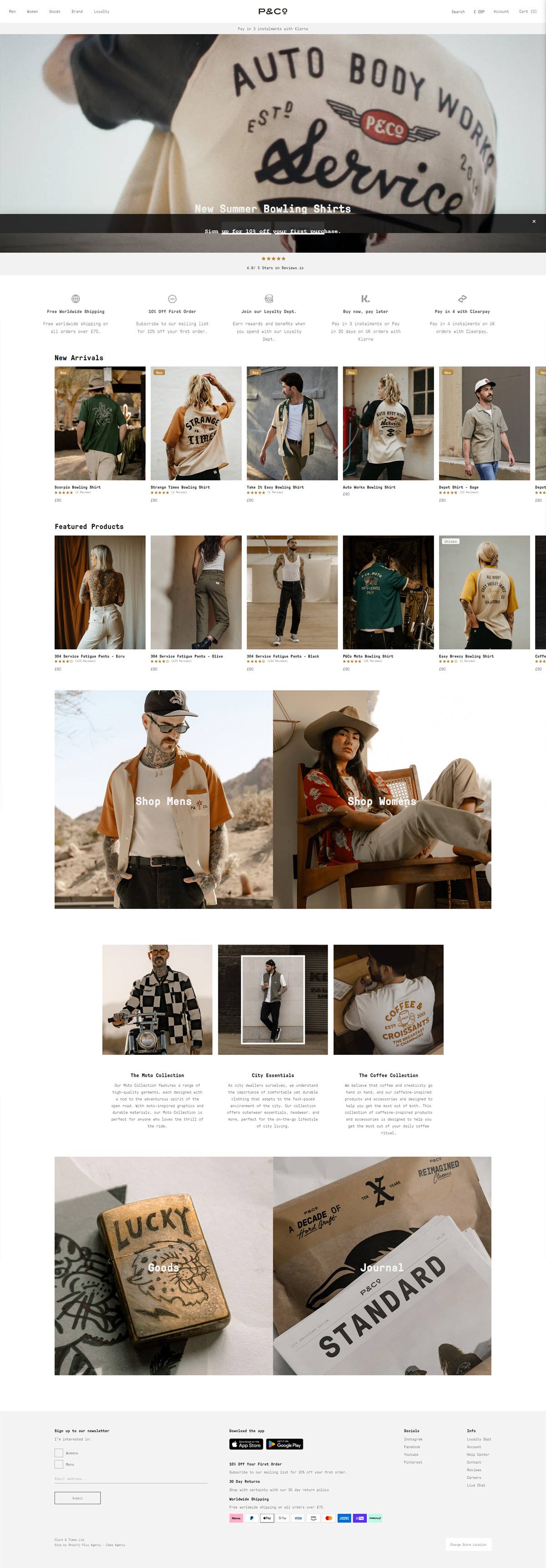 eCommerce website: P & Co.