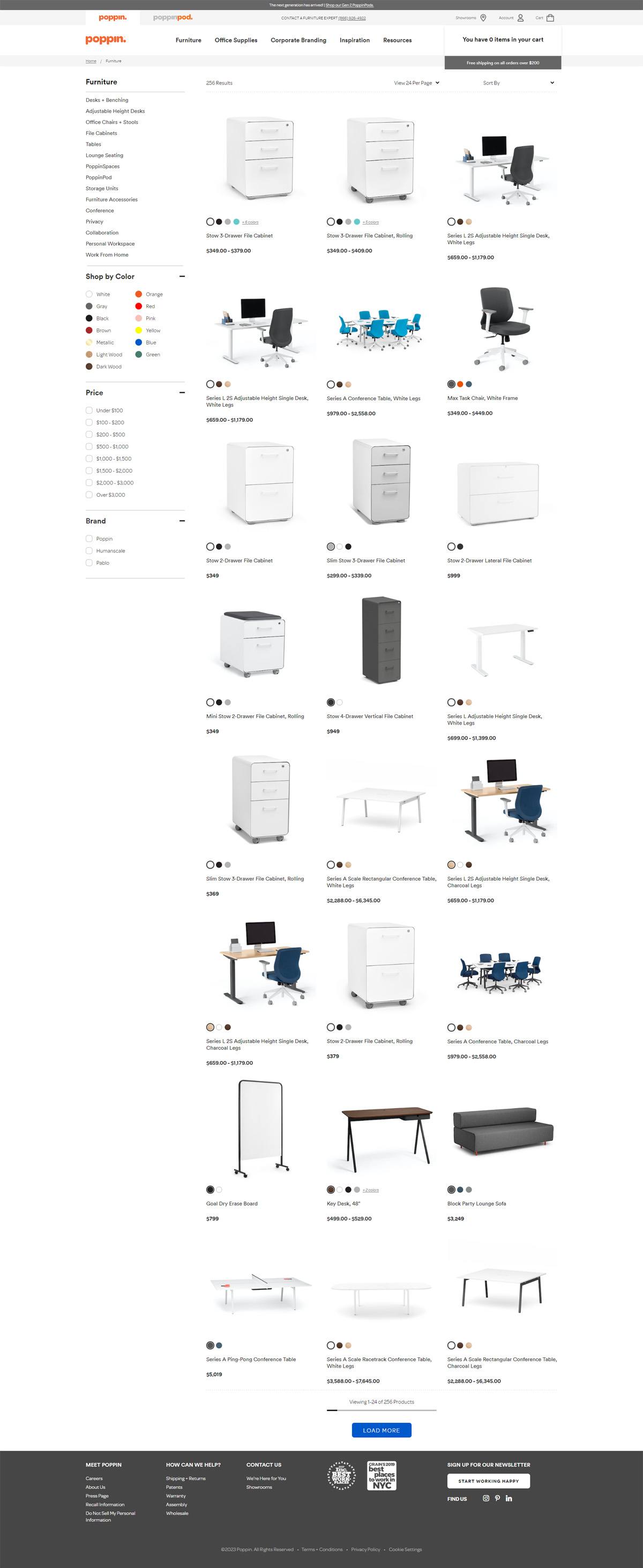 eCommerce website: Poppin