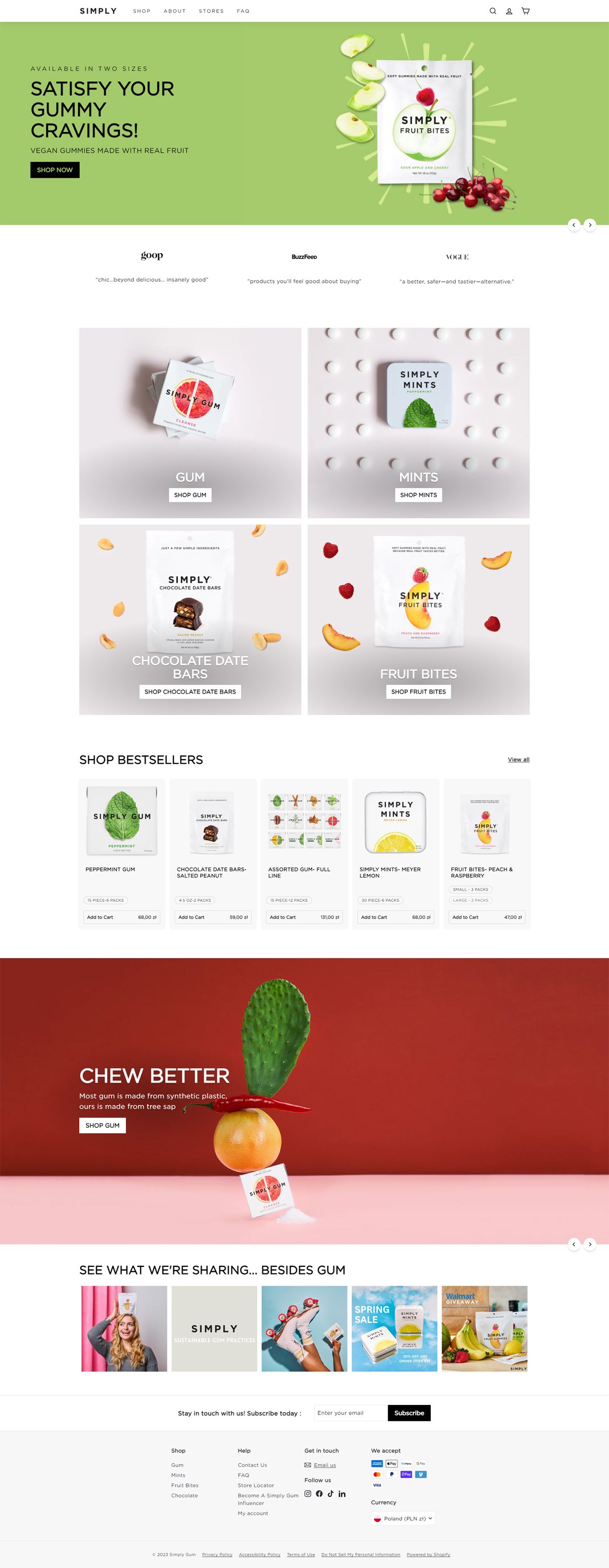 eCommerce website: Simply Gum