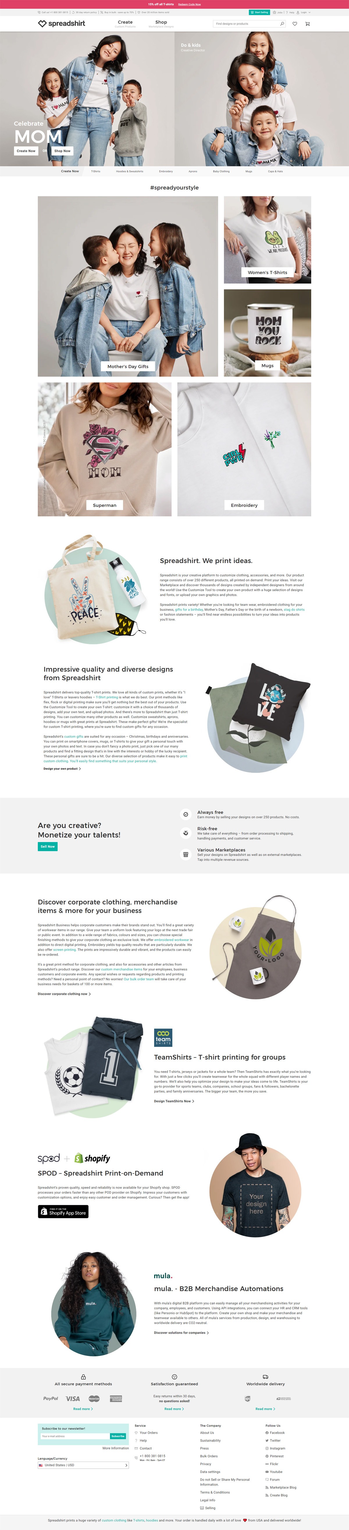 eCommerce website: Spreadshirt